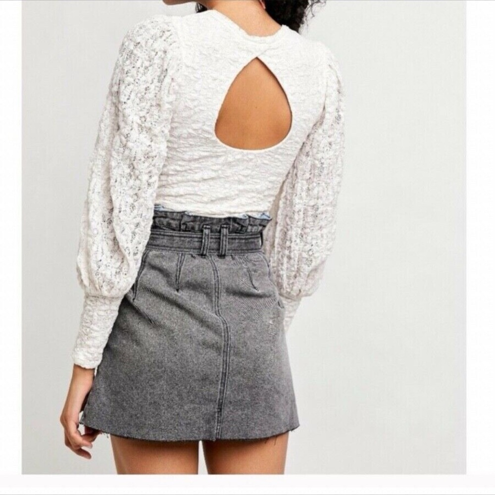 Free People XS Jasmine Tea Time white lace top